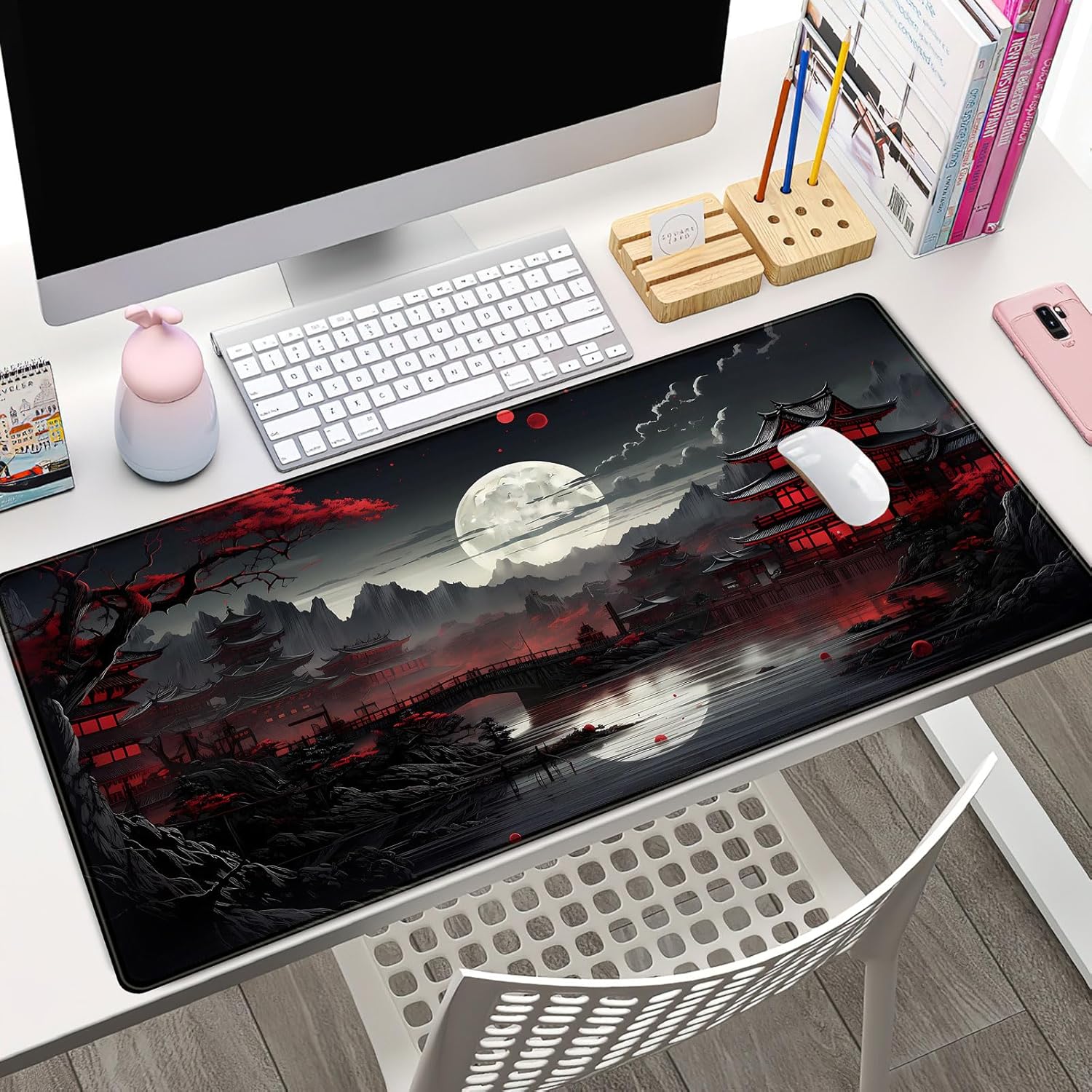 Gaming Keyboard And Mouse Pad - Tapis de bureau japonais bord de