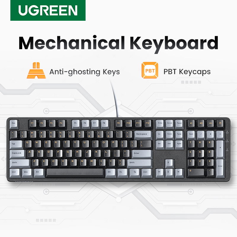 Keyboard Gaming Mac - UGREEN-Clavier mécanique filaire, 108 touches PBT,