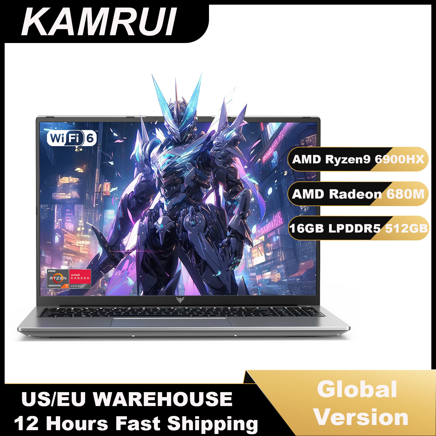 Keyboard Gaming Mac - Ordinateur portable KAMRUI 16 pouces, AMD