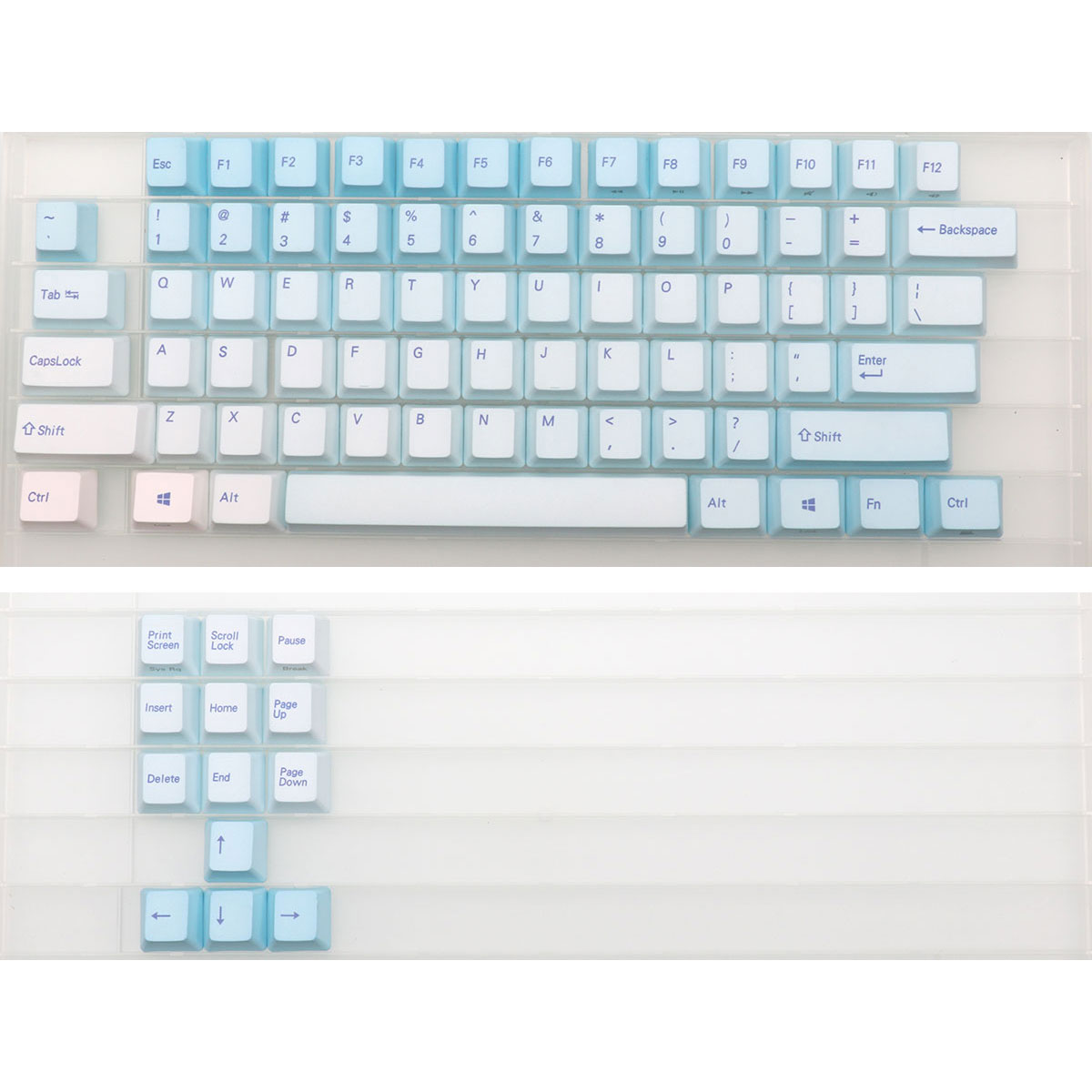 Keyboard Gaming Blue Switch - Capuchons de touches bleu givré, 87