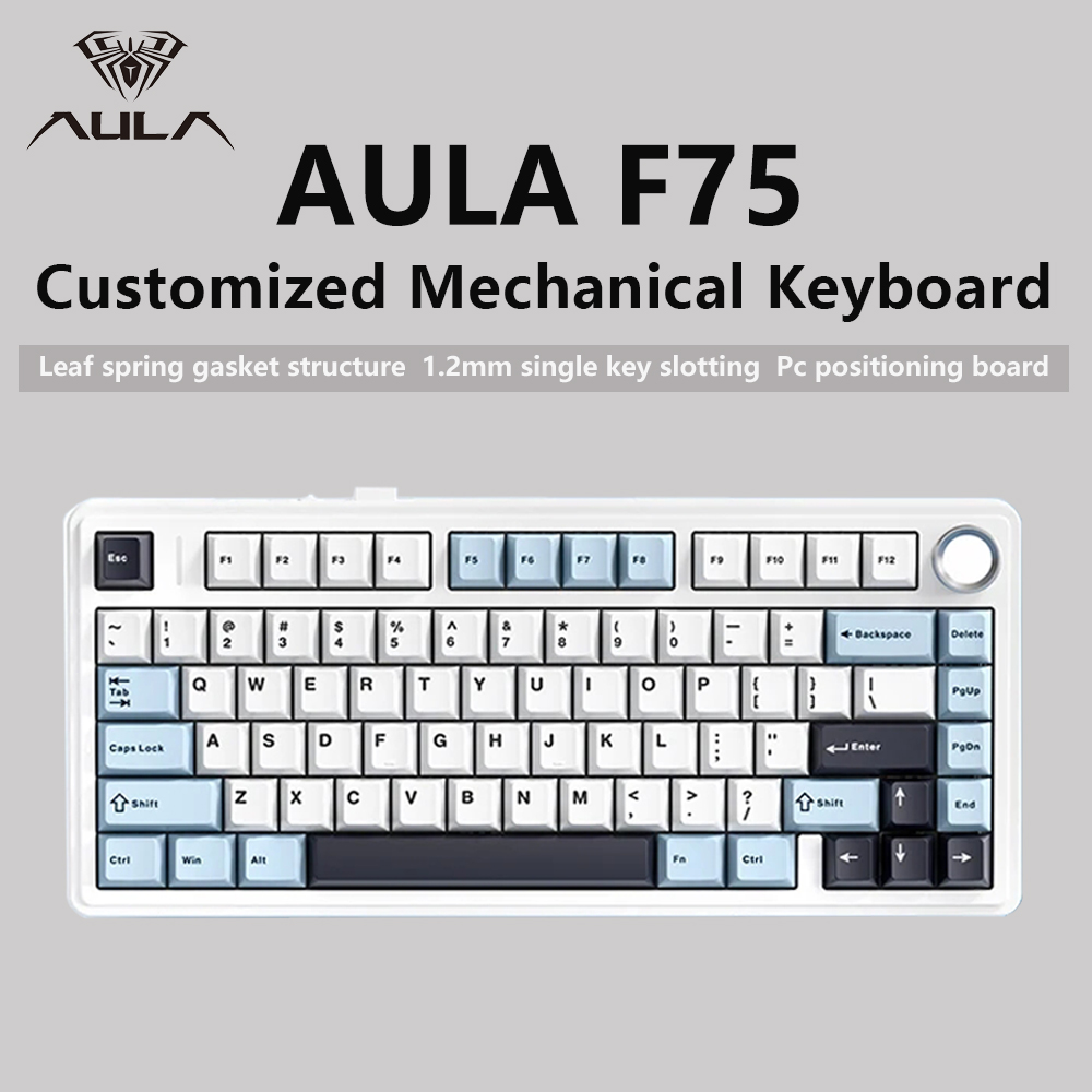 Gaming Keyboard Blue Switches - AULA-Clavier mécanique de jeu F75 2.4G,
