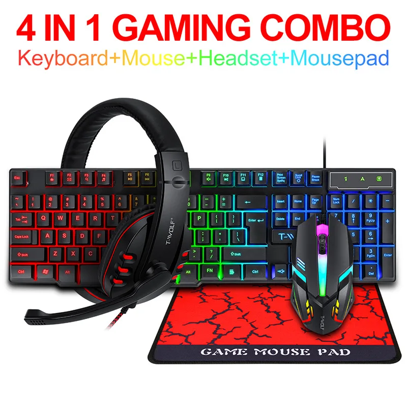 Gaming Keyboard Mouse Set - Ensemble de jeu T-WOLF Game Four