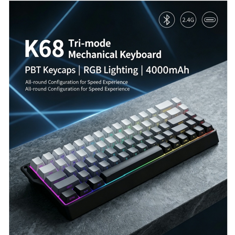 Clavier mécanique sans fil K68 - Gaming Keyboard Blue Switches avis et prix