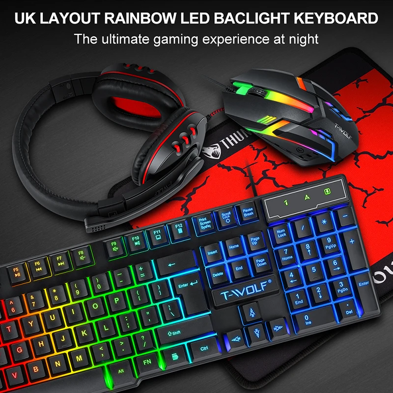 Ensemble de jeu T-WOLF Game Fo - Gaming Keyboard Mouse Set avis et prix